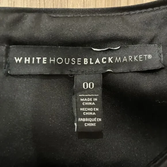 White House Black Market Dress Size 00 Black Fit & Flare Pleated White Insets - Picture 5 of 5